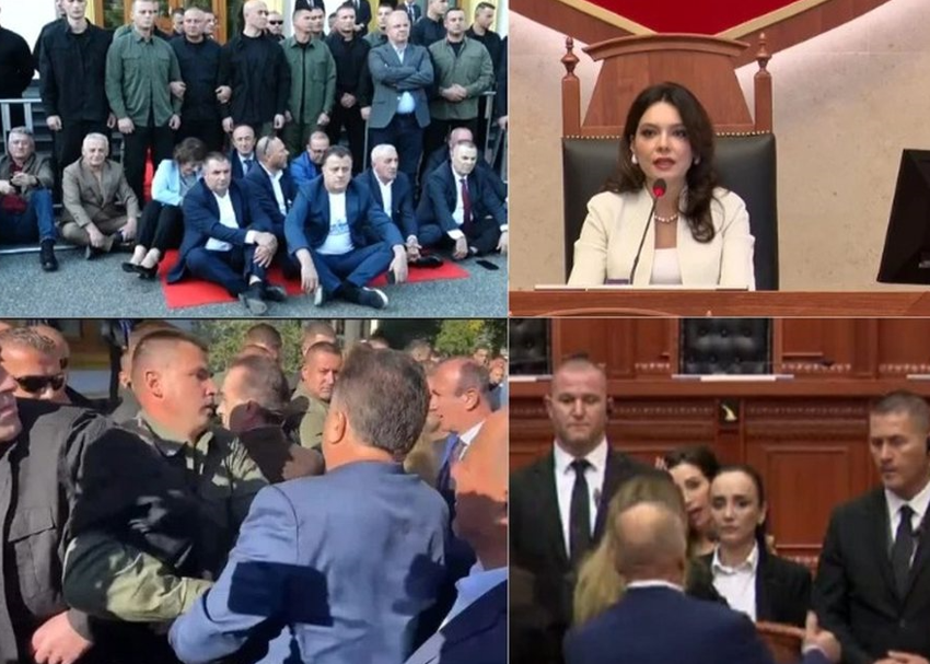 Opozita kaos brenda dhe jashtë Kuvendit, deputetët bllokojnë foltoren; ndërhyn Garda
